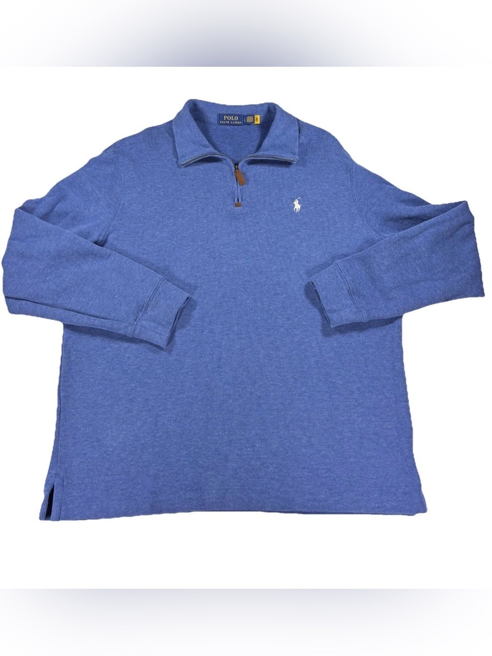 Polo Ralph Lauren Men’s L Blue Quarter-Zip Long Sleeve Cotton Pullover Sweater